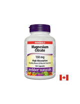 Citrate de magnésium Absorption élevée - Citrate de magnésium avec absorption élevée 150 mg, 120 capsules