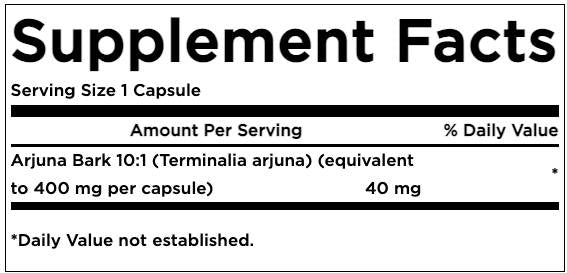Extrait d'écorce d'Arjuna 40 mg 60 capsules