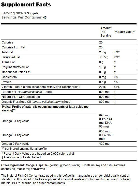 Super Omega 3-6-9 1200 mg - 90 capsules de gel
