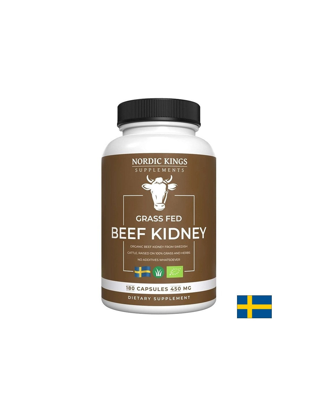 Rognons de bœuf issus d'animaux nourris à l'herbe (biologique), 180 capsules <tc>Nordic Kings</tc>