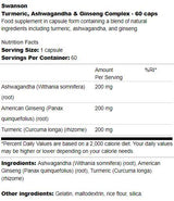 Curcuma, Ashwagandha et Ginseng Complex 60 capsules