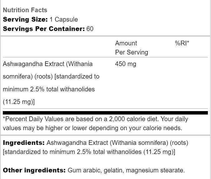 Ashwagandha Extrait 450 mg - 60 capsules