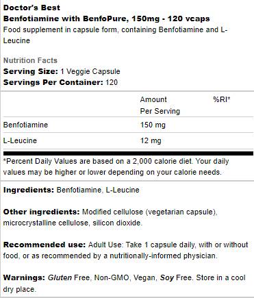 Meilleur Benfotiamine 150 mg | Benfopure - 120 capsules
