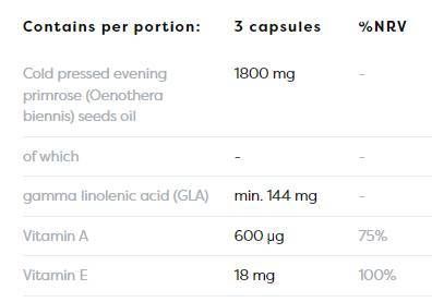 Huile de primevère 1800 mg | avec vitamine A&E - 180 capsules de gel