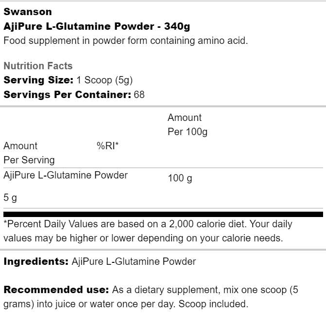Ajipure L-glutamine Powder 340 grammes
