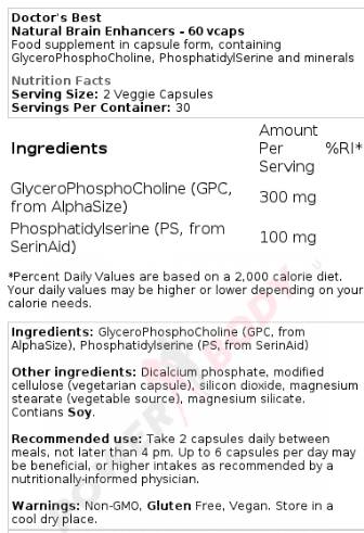 Meilleurs améliorateurs du cerveau naturels - 60 capsules