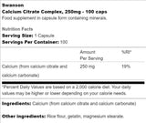 Complexe de citrate de calcium 250 mg - 100 capsules