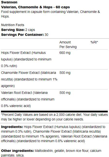 Valériane, camomille et houblon 60 capsules