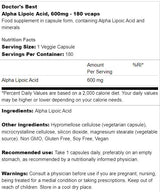 Meilleure acide lipoïque alpha 600 mg - 180 capsules