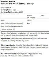 Huile d'ail avec de l'allicine 2000 mg - 250 capsules