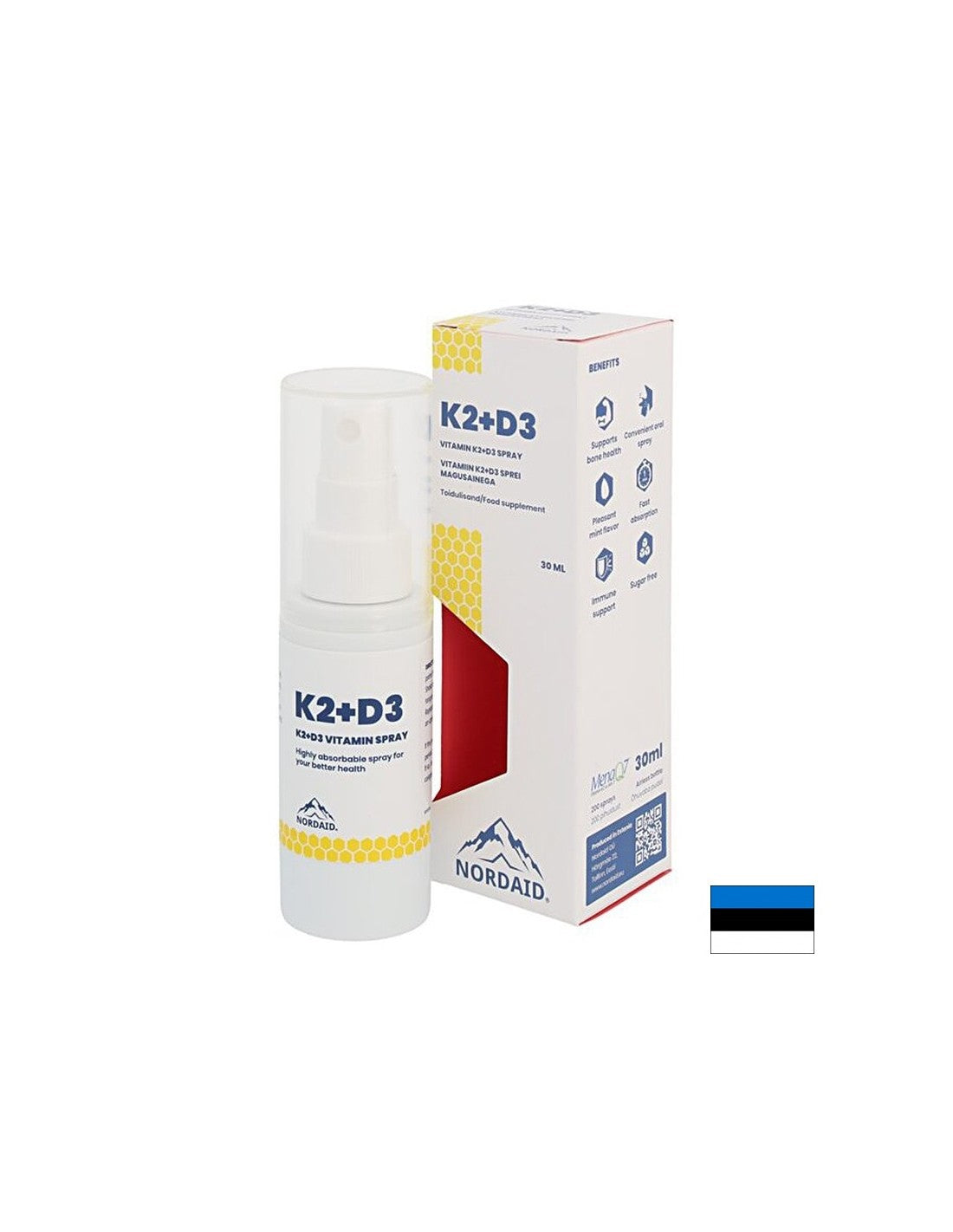 Vitamines K2 (20 µg) + D3 (800 UI) - Santé du cœur et des os, forte immunité, pulvérisation buccale, 30 ml, 200 sprays