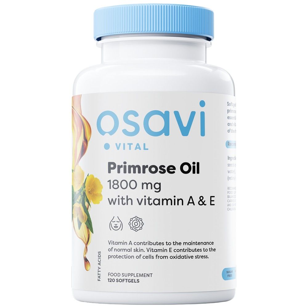 Huile de primevère 1800 mg | avec vitamine A&E - 60 capsules de gel