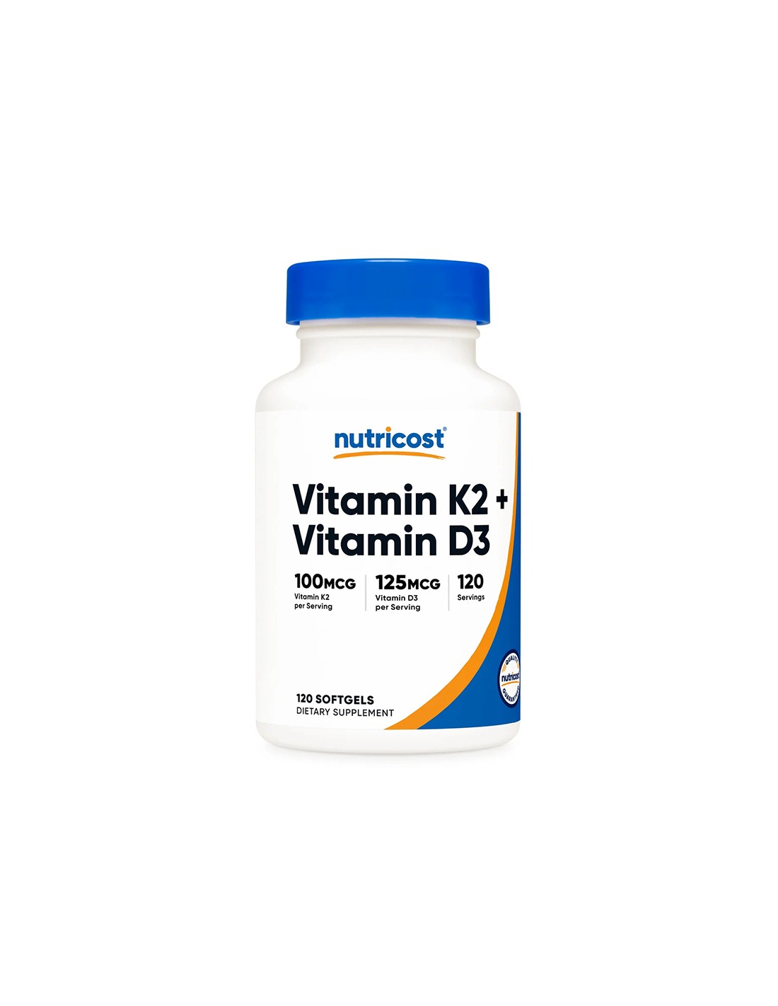 Os et dents - Vitamine K2 + Vitamine D3, 120 <tc>Nutricost</tc> capsules molles