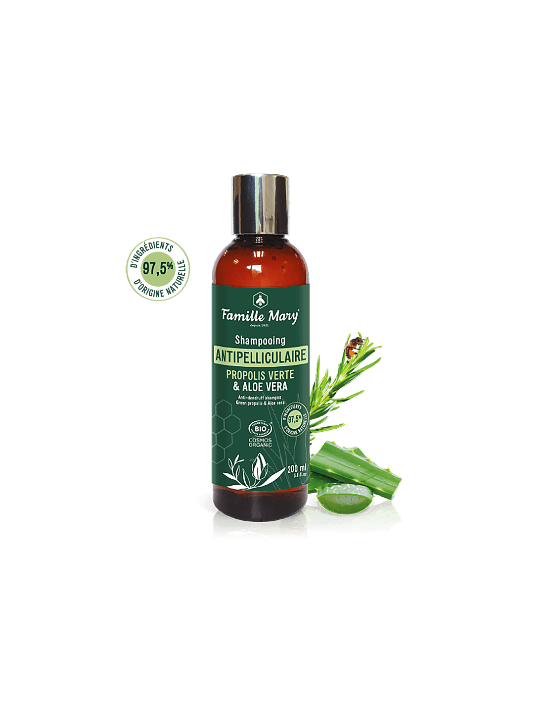 Shampooing bio anti-nandroffes avec aloe vera et propolis vert, 200 ml