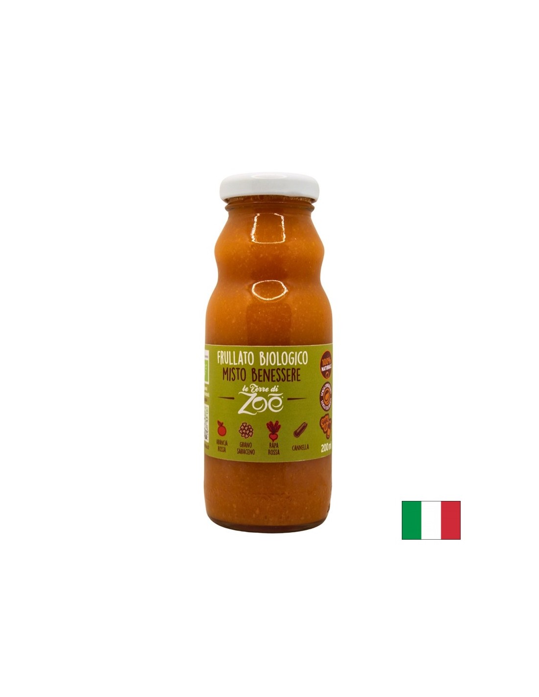 Smoothie organique avec jus d'orange sanguin, betterave, sarrasin, cannelle, 200 ml