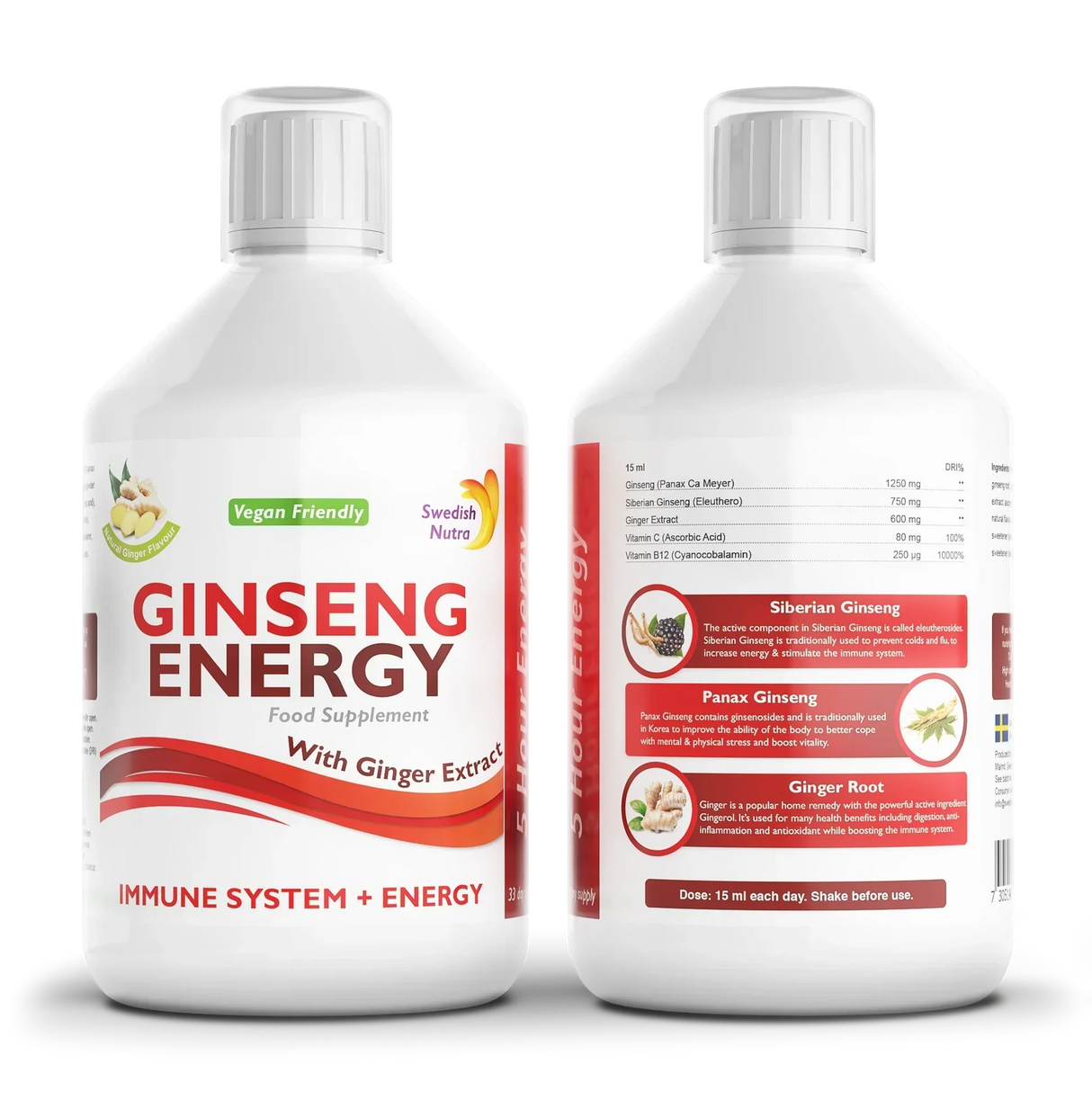 Ginseng 2000 mg - avec extrait de gingembre - 500 ml