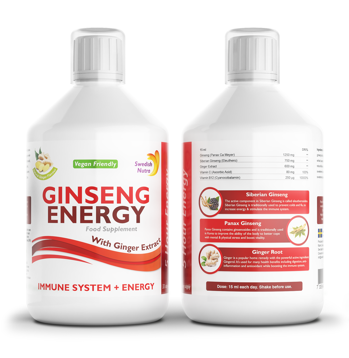 Ginseng 2000 mg - avec extrait de gingembre - 500 ml
