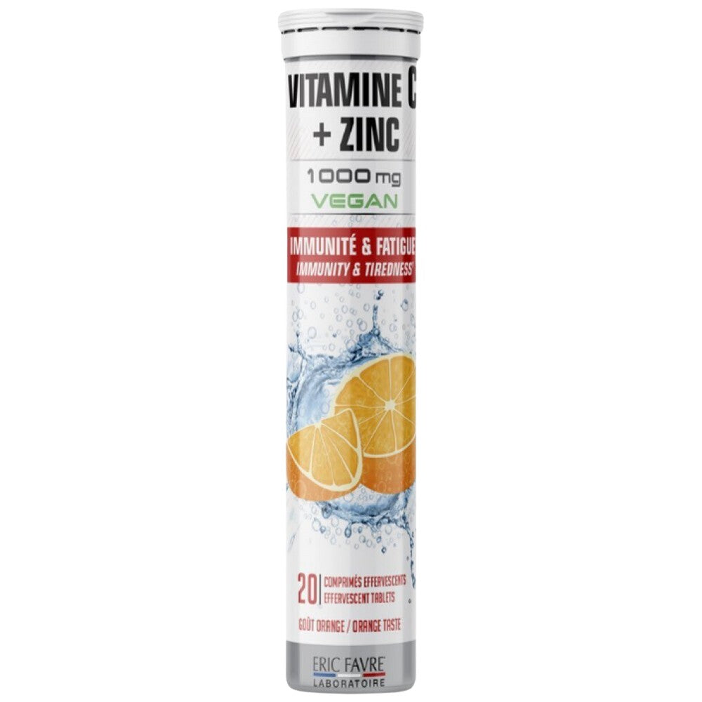 Vitamine C 1000 mg + zinc effervescent | Végétalien - 20 comprimés solubles
