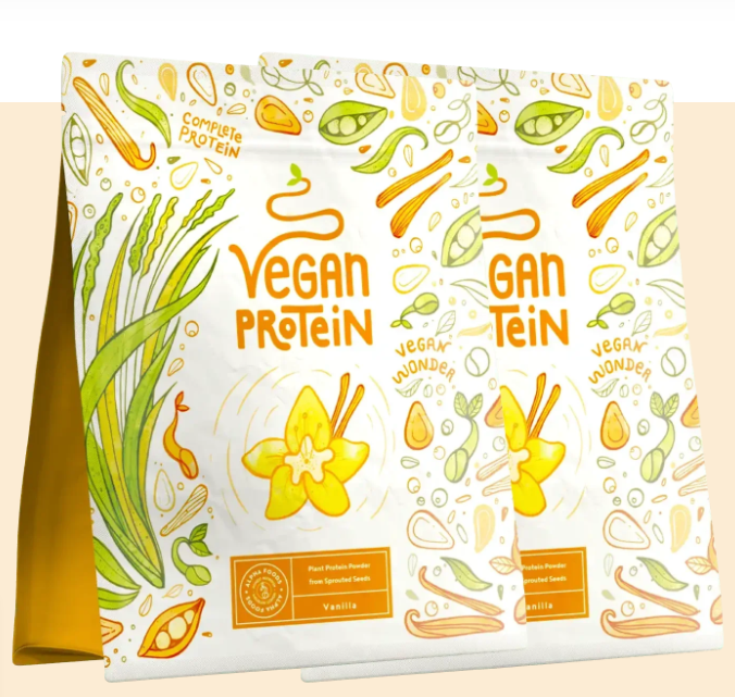 Protéine végétalienne - saveur de vanille faite en Allemagne (2 x 600 g)