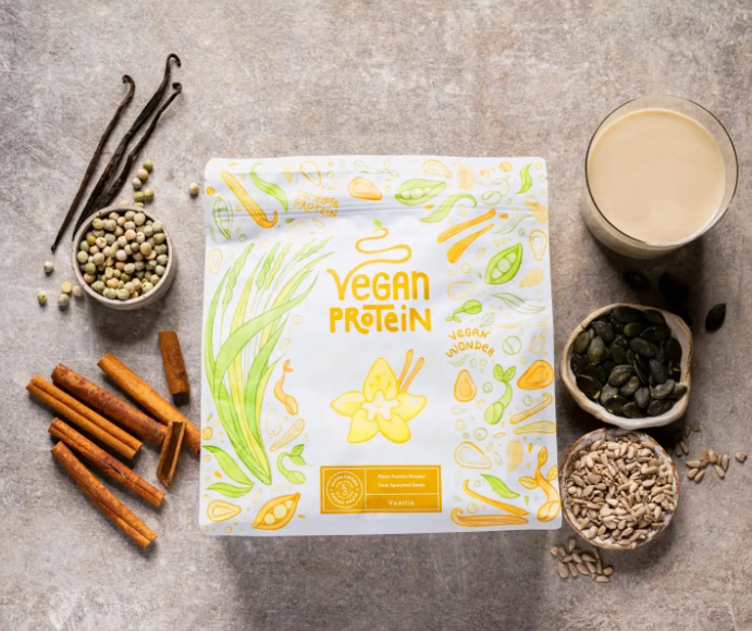 Protéine végétalienne - saveur de vanille faite en Allemagne (2 x 600 g)