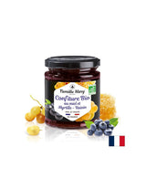 Confiture de miel biologique, bleuets et raisins, 220 g