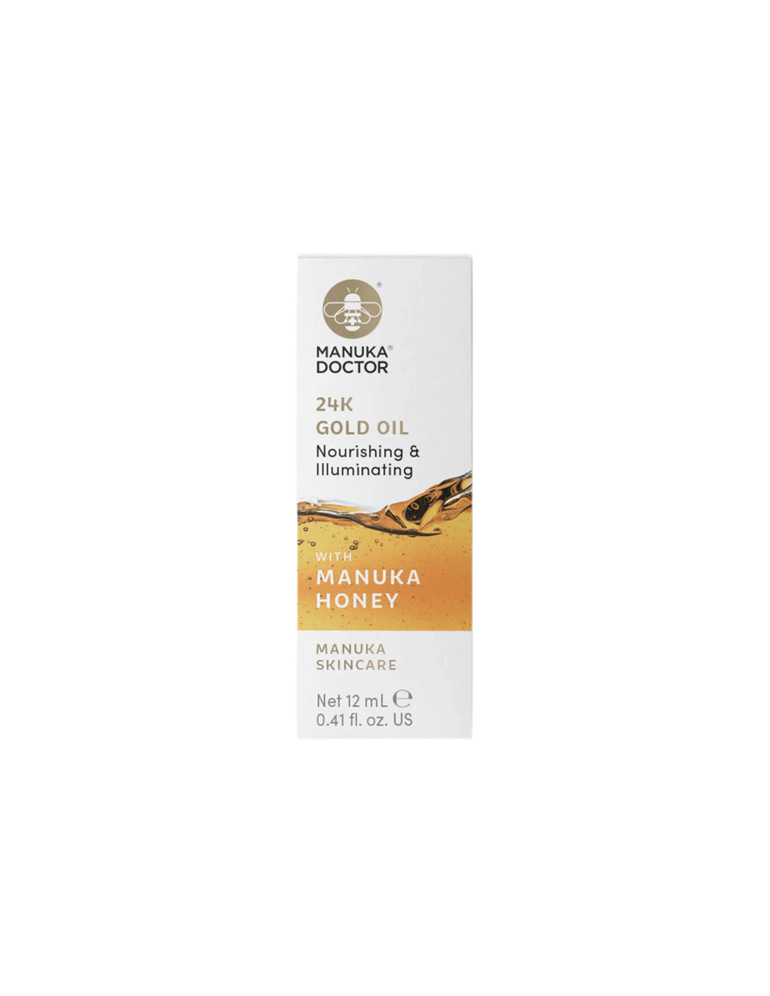 Huile d'or 24K avec miel manuka - huile faciale avec 24 carats d'or et miel manuka, 12 ml