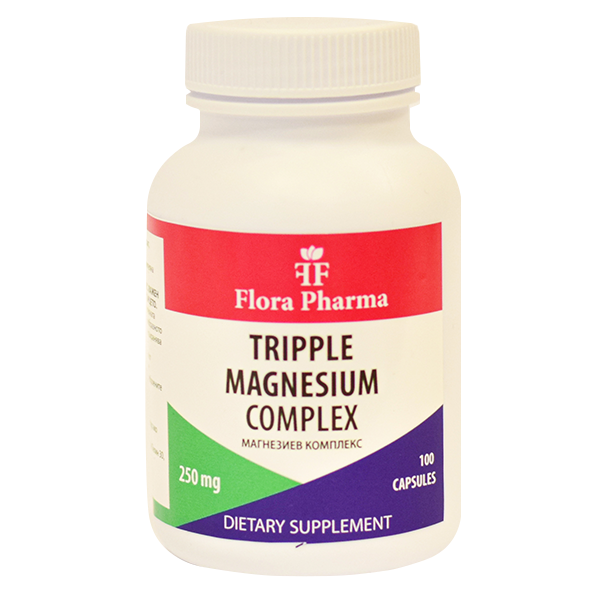Complexe de magnésium 250 mg/100 capsules, 100 doses/Flora Farma