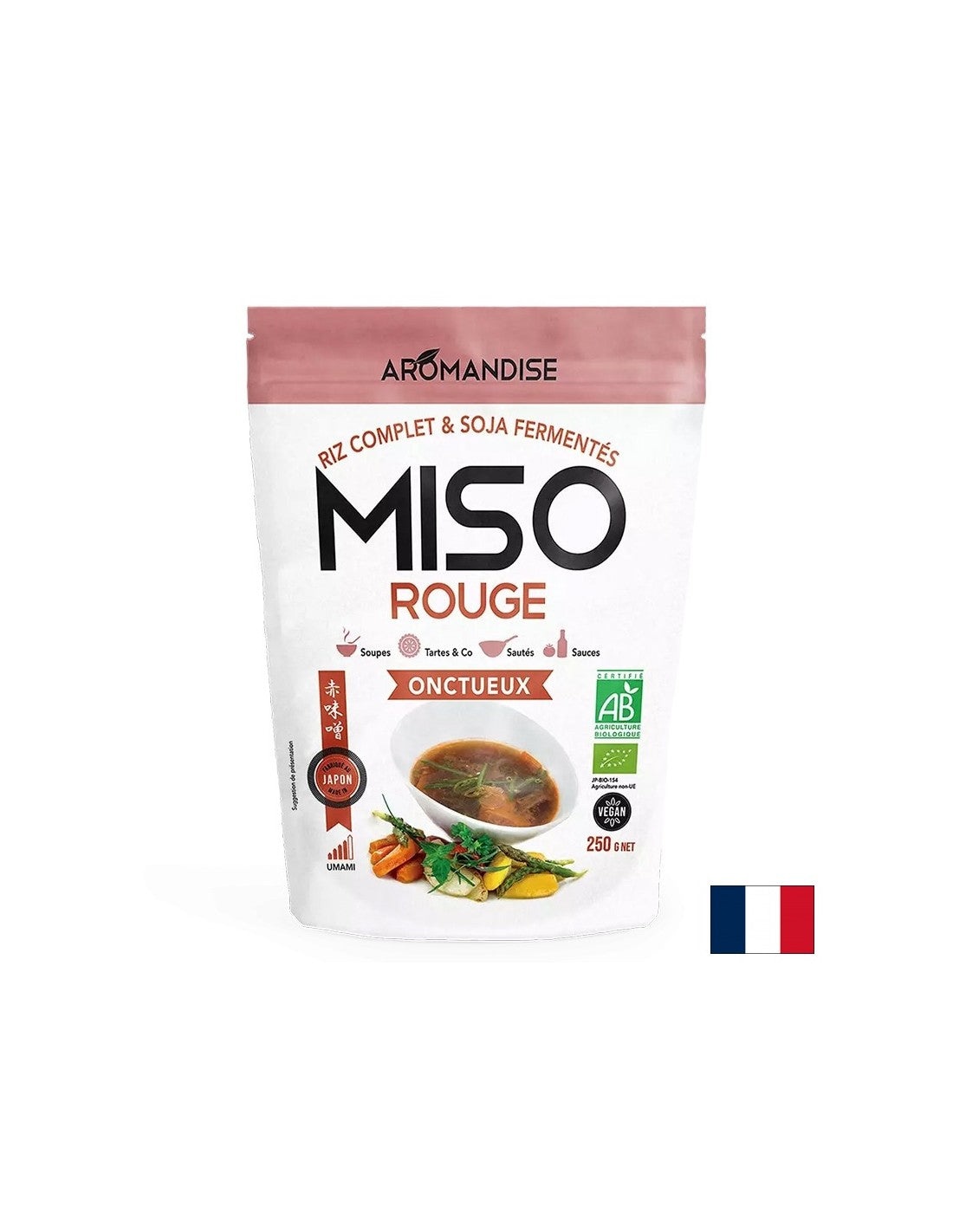 Miso rouge crémeux avec une forte saveur umami - pour faire des soupes, des plats, des bouillons, des sauces, 250 g