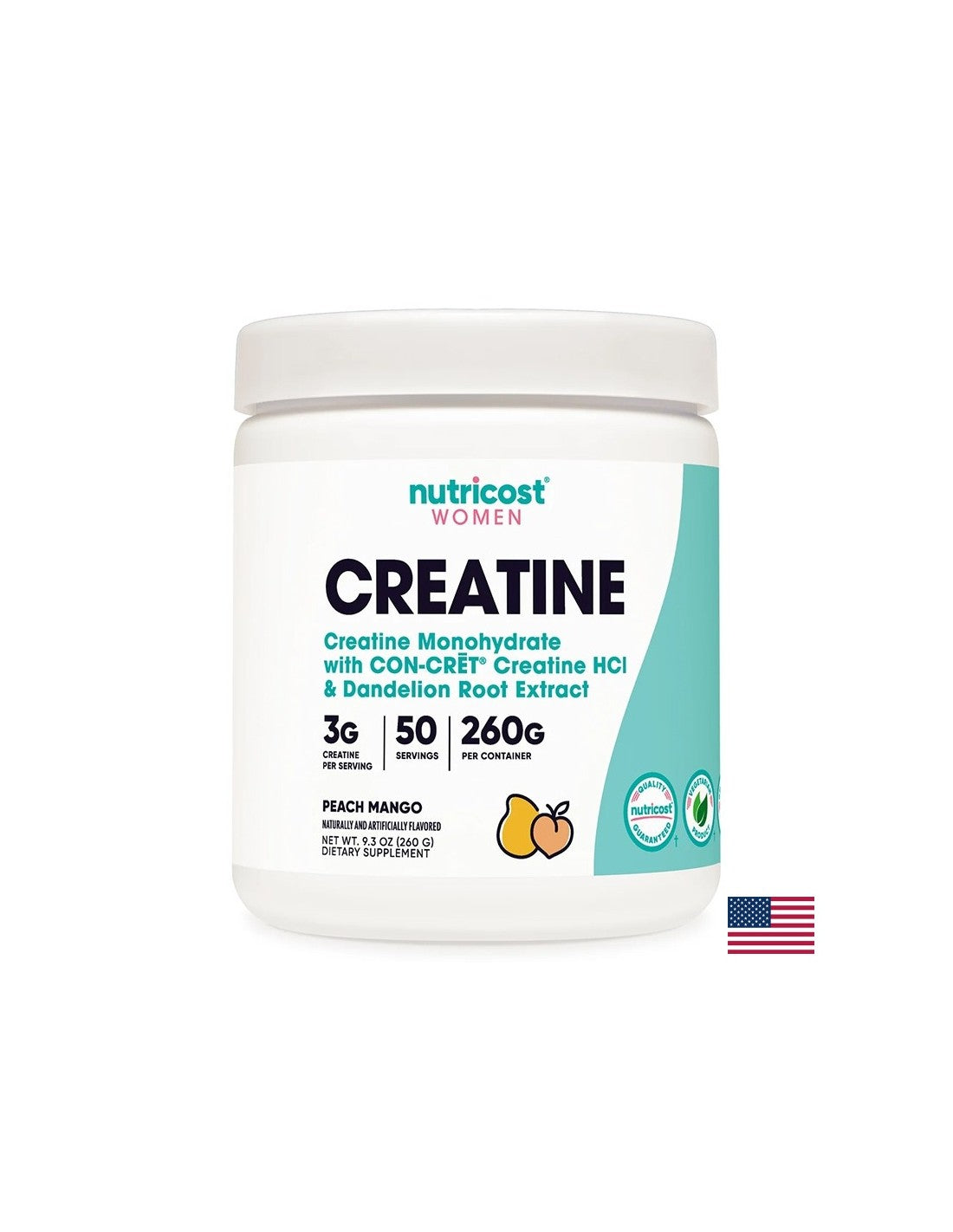 Créatine (formule féminine avec acide folique, pissenlit, bearberry et canneberge), 260 g de poudre, aromatisé à la mangue