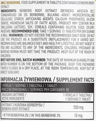 Berbérine 500 mg 90 comprimés