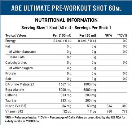 Abe Shot | Tout noir tout avant l'entraînement - 60 ml