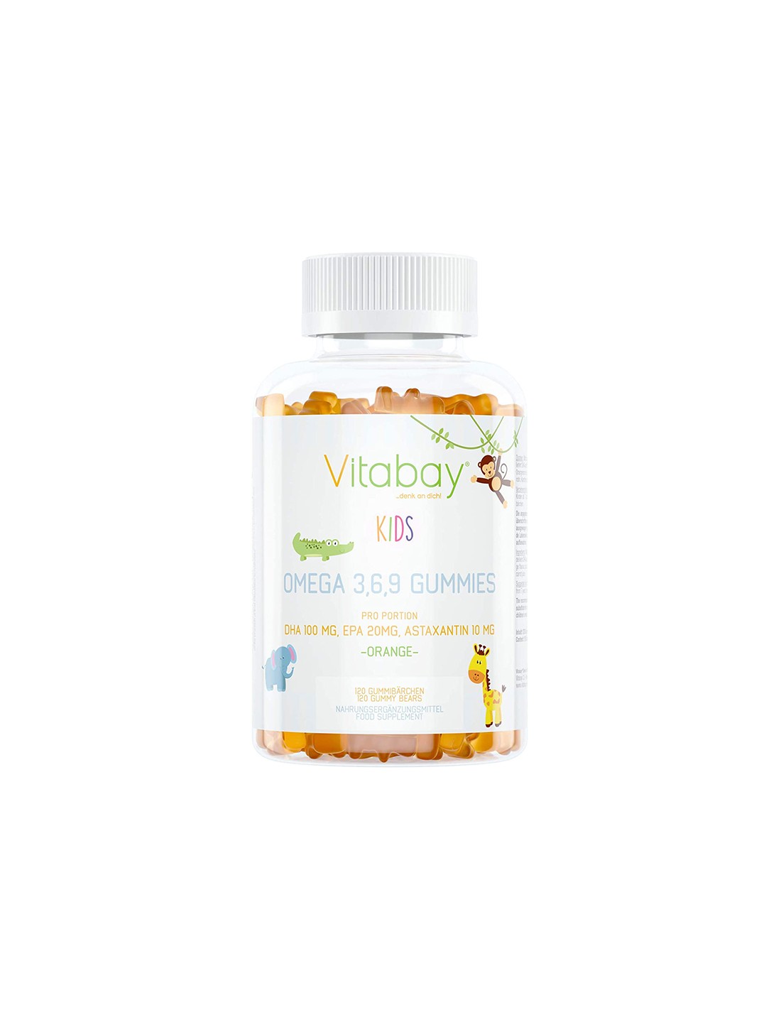 Oméga-3-6-9 pour les enfants (avec astaxanthine et choline), 120 softs à saveur orange