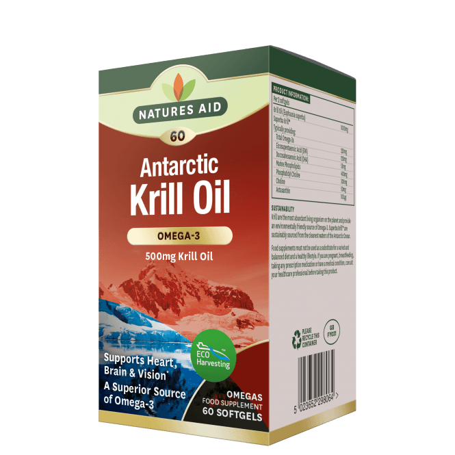 Omega 3 Huile d'Antarctic Krill (Antarctic Krill Huile Superba) 500mg 60 capsules molles