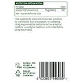 Vitamine D3 (vitamine D3) 1000IU 60 comprimés végétaliens naturesdaits