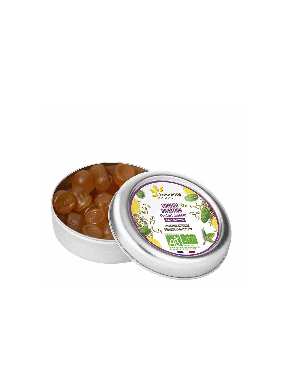 PEPPERMINTE ET Huiles de citron et extrait de fenouil - Digestion - Support pour le tractus gastro-intestinal, comprimés de gelée, 30 g de la nature en flou