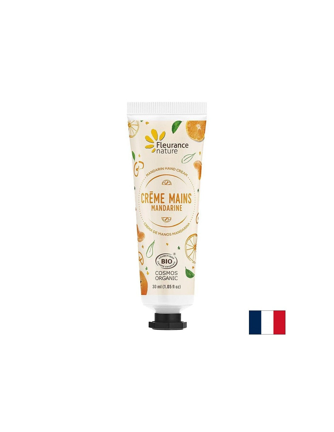 Crème à la main avec extrait de mandarin, beurre de karité et aloe vera, 30 ml de nature floute
