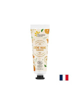 Crème à la main avec extrait de mandarin, beurre de karité et aloe vera, 30 ml de nature floute