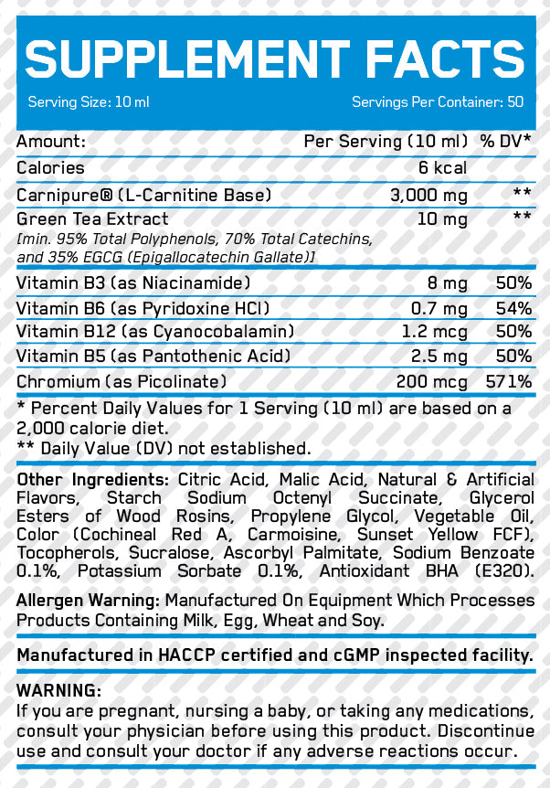 LIQUIDE L-CARnitine 3000 mg + thé vert - 0,500 kg