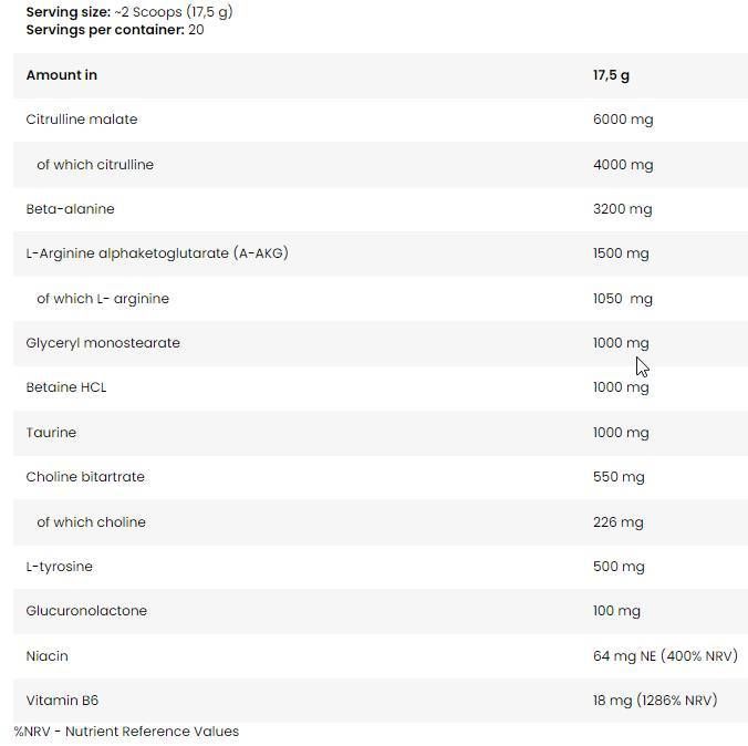 <tc>BAD ASS</tc> Formule sans stimulant PUMP - 17,5 grammes