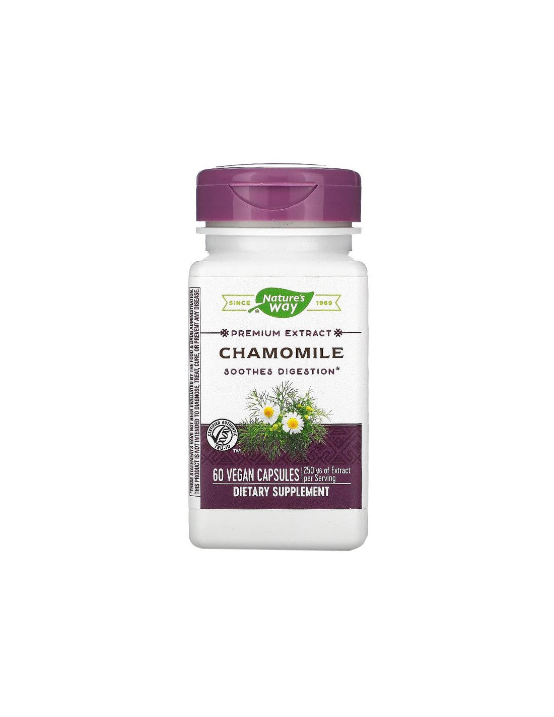 Camomille - Extrait premium - pour les troubles nerveux et gastrique, 325 mg, 60 capsules