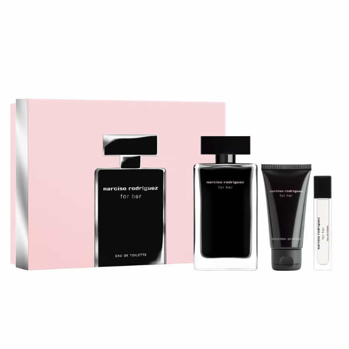 <tc>NARCISO RODRIGUEZ</tc> pour femme - Eau de Toilette 100 ml + Lait Corps 50 ml + Mini 10 ml