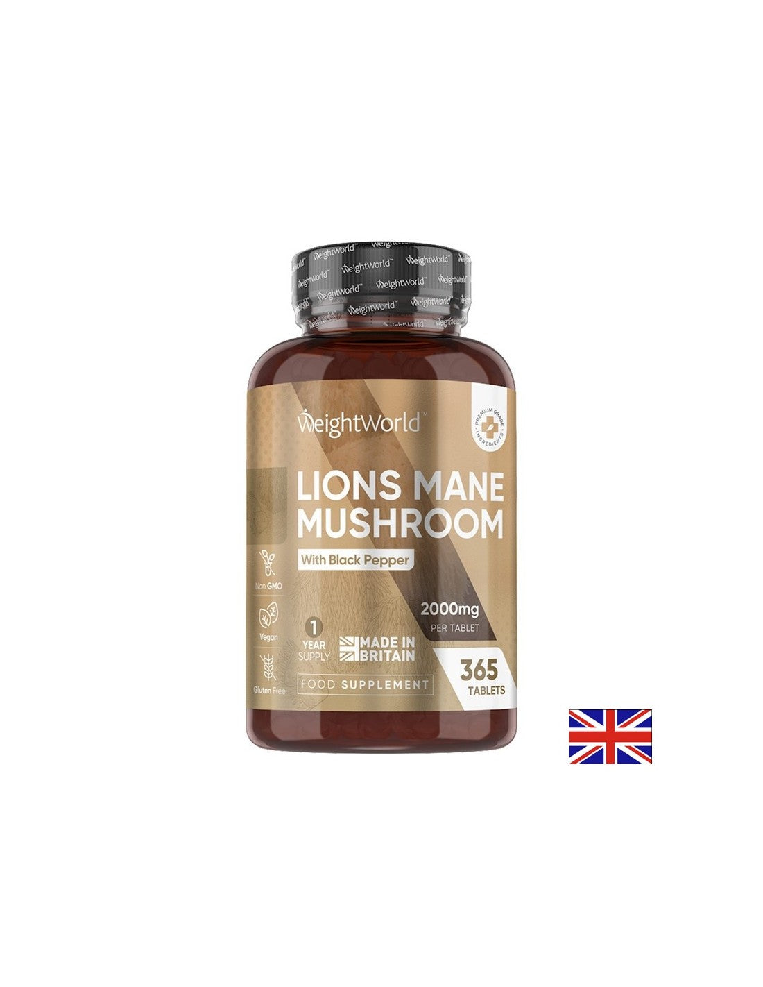 Immunité - Mane de Lion avec poivre noir, 365 comprimés
