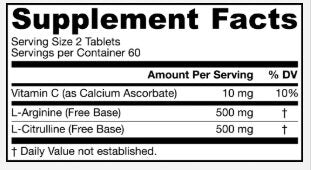 Arginine-citrulline Sustain - 120 comprimés