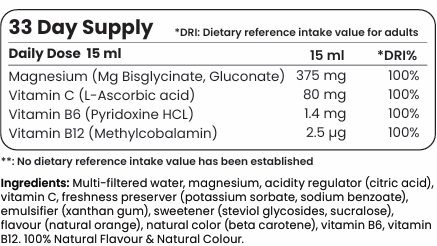 Magnésium liquide 375 mg de bisglycinate (50/33 doses) - 500 ml