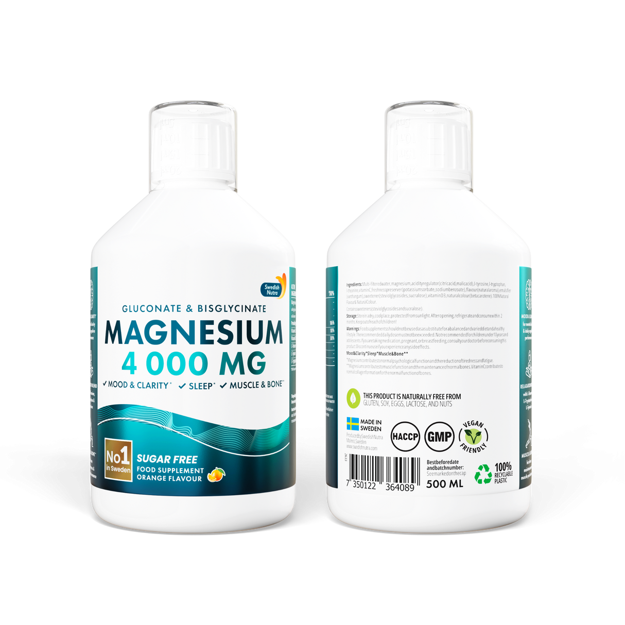 Magnésium liquide 4000 (bisglycinate et gluconate) | 500 ml