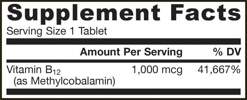 Méthyl B-12 1000 mcg - 100 comprimés sublinguaux