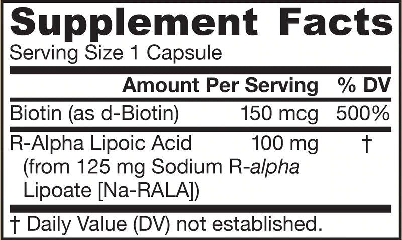 R-alpha acide lipoïque + biotine - 60 capsules