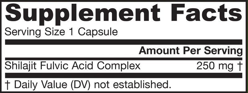Complexe d'acide fulvic Shilajit 250 mg - 60 capsules