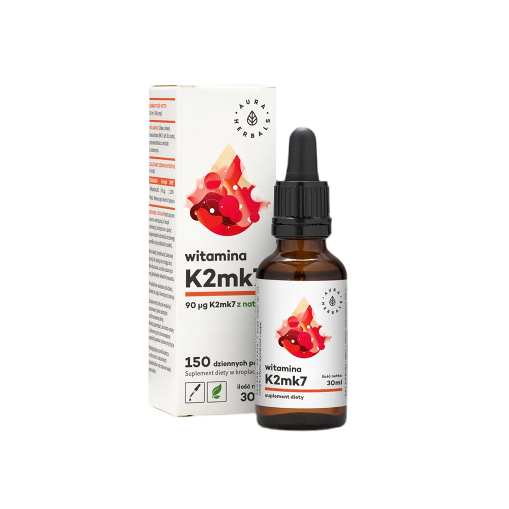 Améliore la densité osseuse - Vitamine K2 (MK7), gouttes de 30 ml <tc>Aura Herbals</tc>