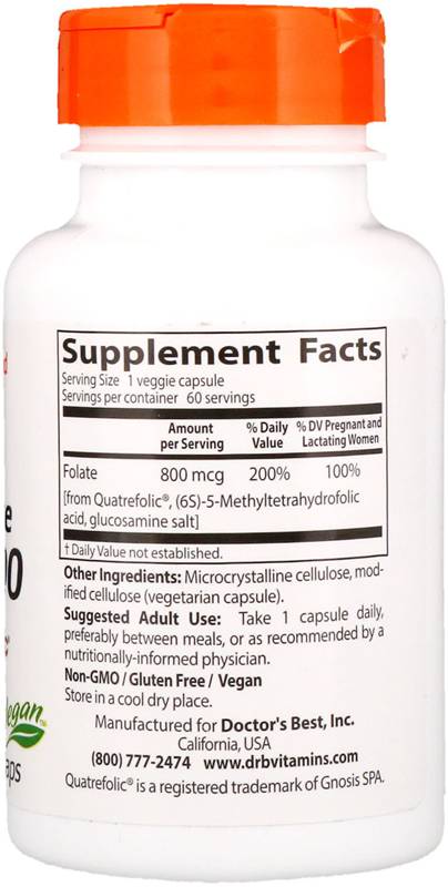 Meilleure capsules en folate entièrement active 800 mcg - 60